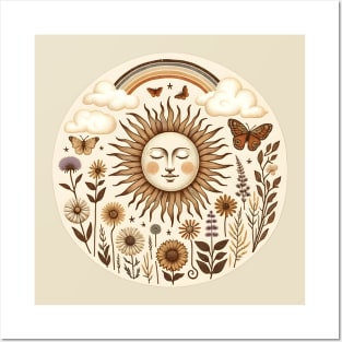 Celestial Serenity - Vintage Sun and Nature Illustration Posters and Art